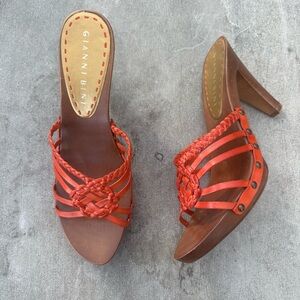 strappy orange heels